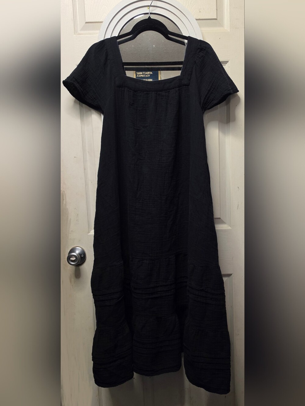 Sonoma Black Cotton Square-Neck Maxi Dress